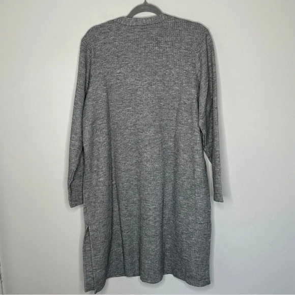 Dennis by Dennis Basso Ribbed Longline Gray Cardigan  1X Minimalistic Neutral - Picture 12 of 13